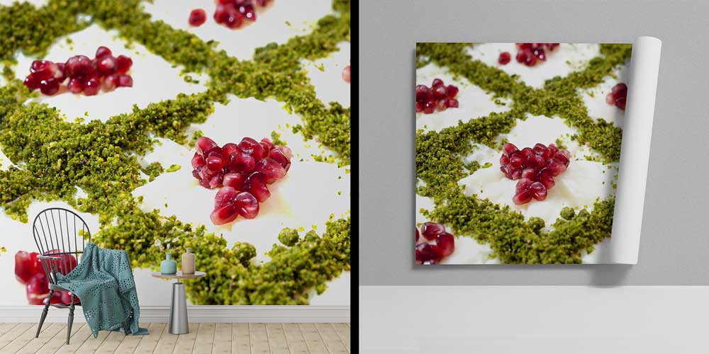 Fıstık ve Nar Taneli Sütlü Tatlı Anadolu Mutfağı Duvar Kağıdı 12382