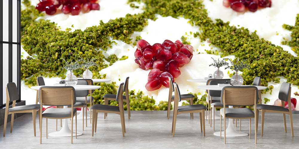 Fıstık ve Nar Taneli Sütlü Tatlı Anadolu Mutfağı Duvar Kağıdı 12382