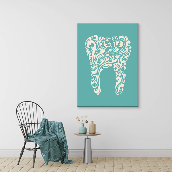 Sanatsal Desenli Diş İllüstrasyonu Temalı Kanvas Duvar Tablosu – 1148