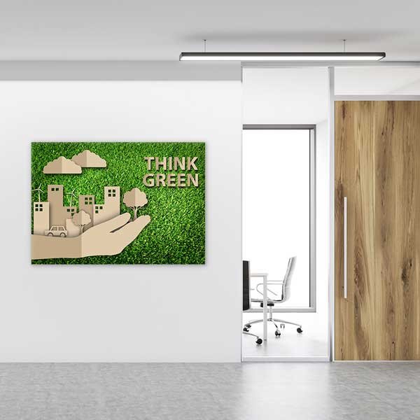 "Think Green" Çevre Bilinci Duvar Tablosu - Modern Eko Tasarım – 3361
