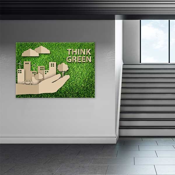 "Think Green" Çevre Bilinci Duvar Tablosu - Modern Eko Tasarım – 3361