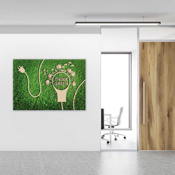 "Think Green" Enerji Fişi Duvar Tablosu - Eko-Yaşam Sanatı – 3371