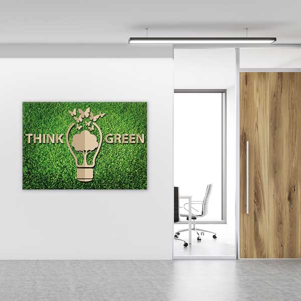 "Think Green" Duvar Tablosu - Doğa ve Çevre Bilinci Dekoru – 3370