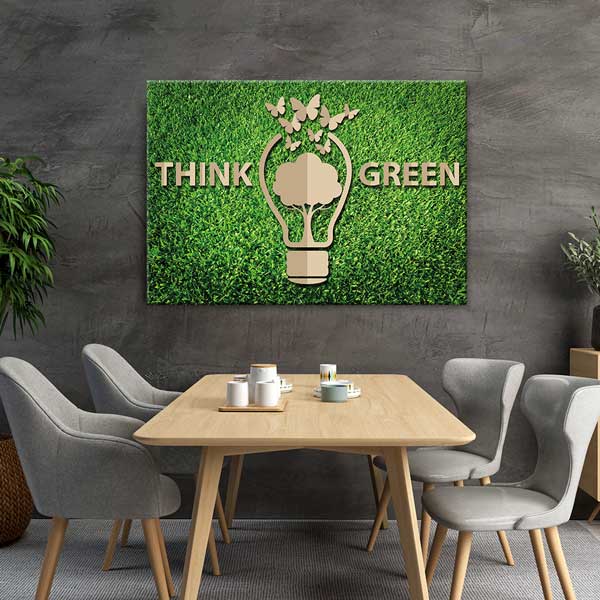 "Think Green" Duvar Tablosu - Doğa ve Çevre Bilinci Dekoru – 3370