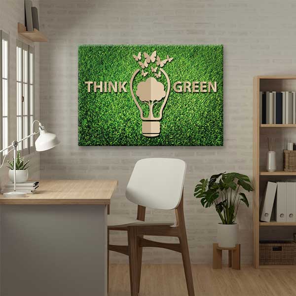 "Think Green" Duvar Tablosu - Doğa ve Çevre Bilinci Dekoru – 3370
