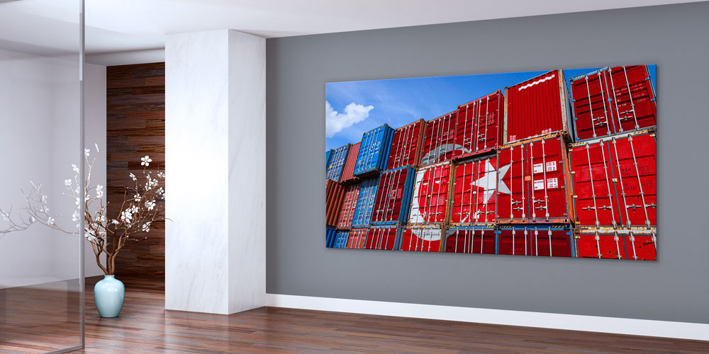 Türkiye Bayraklı Konteynerler Ticaret Temalı Büyük Ebat Duvar Dekoru 7961