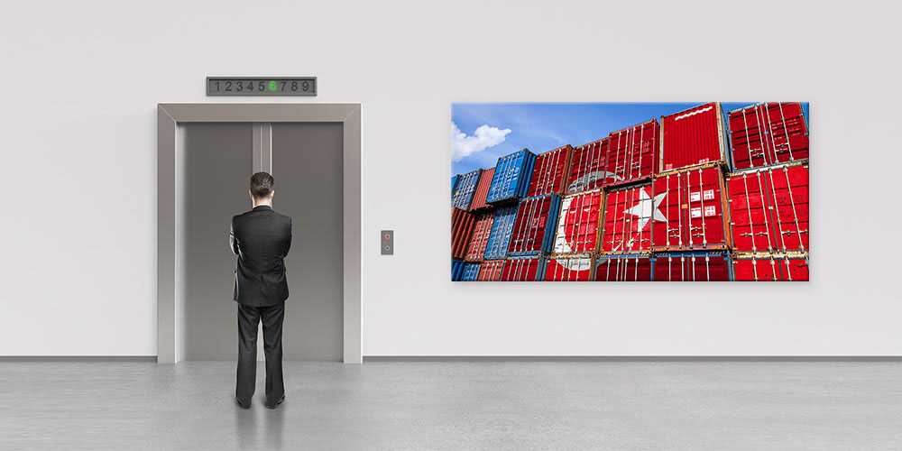 Türkiye Bayraklı Konteynerler Ticaret Temalı Büyük Ebat Duvar Dekoru 7961