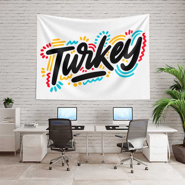 turizm-duvar-dekor-11807-03 Modern Tipografik Turkey Yazılı Duvar Örtüsü Kumaş Baskı 11807