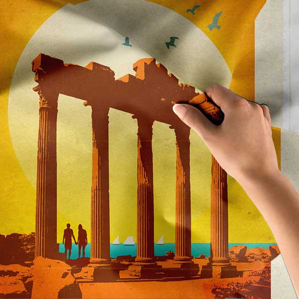 Side Apollon Tapınağı Temalı Duvar Örtüsü 11831