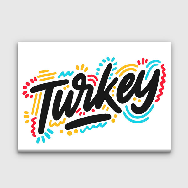 Türkiye Tipografi Tasarımlı Modern Duvar Tablosu Kanvas Tablo 12148