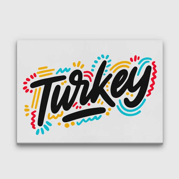 Türkiye Tipografi Tasarımlı Modern Duvar Tablosu Kanvas Tablo 12148