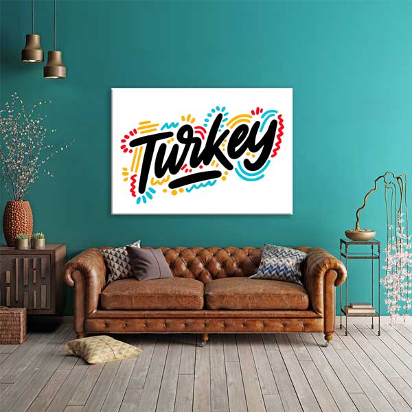 Türkiye Tipografi Tasarımlı Modern Duvar Tablosu Kanvas Tablo 12148
