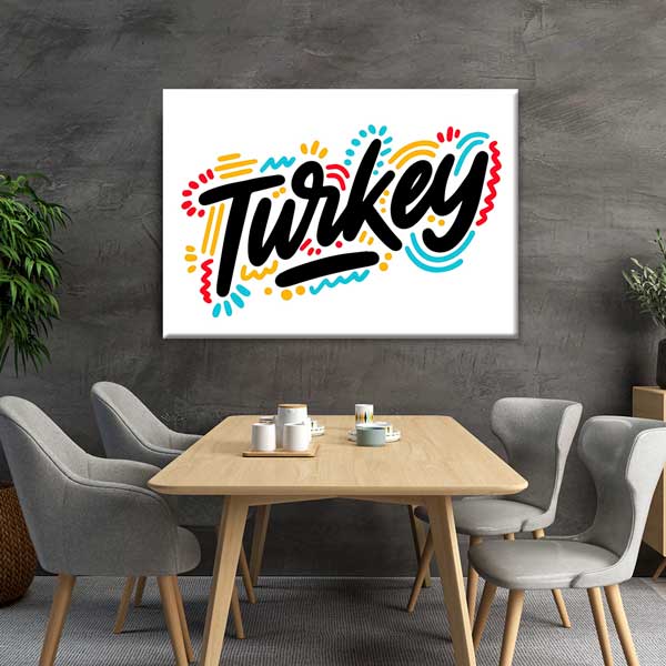 Türkiye Tipografi Tasarımlı Modern Duvar Tablosu Kanvas Tablo 12148