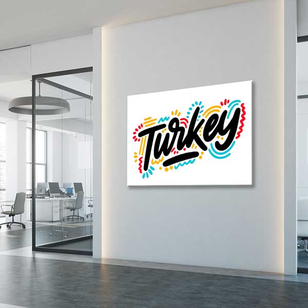 Türkiye Tipografi Tasarımlı Modern Duvar Tablosu Kanvas Tablo 12148