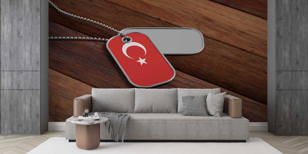 Türk Bayraklı Künye ve Ahşap Zemin Duvar Kağıdı 10979