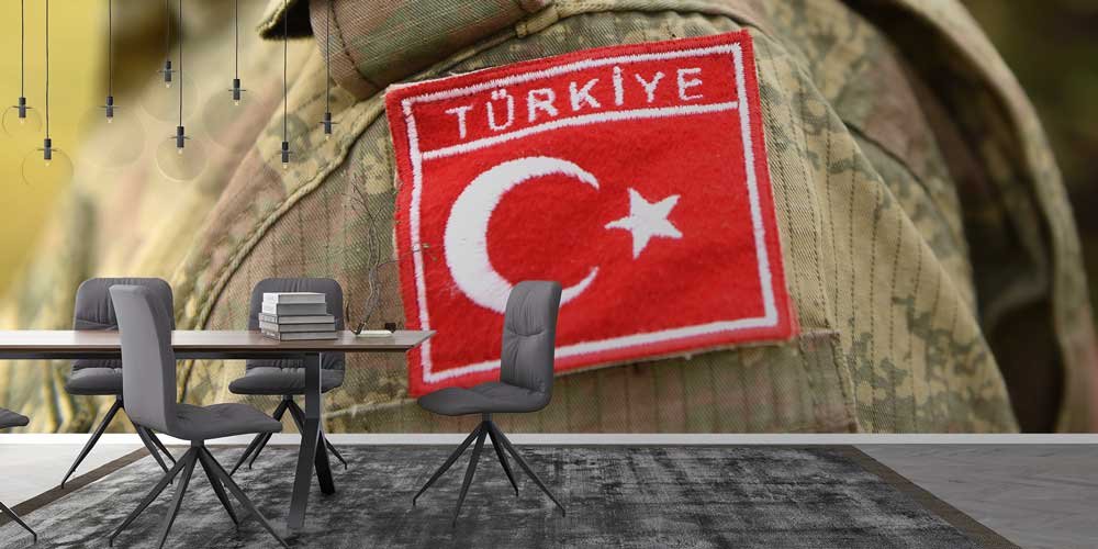 turk-askeri-duvar-dekor-10980-03 Askeri Kamuflaj Üzerine Türk Bayrağı Arma Duvar Kağıdı 10980