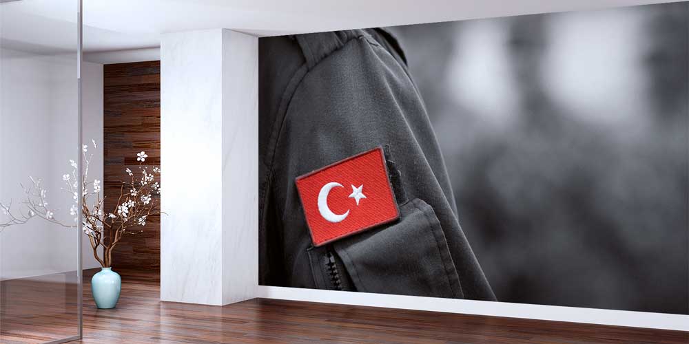 Siyah Beyaz Üniforma Üzerinde Türk Bayrağı Arma Duvar Kağıdı 10984