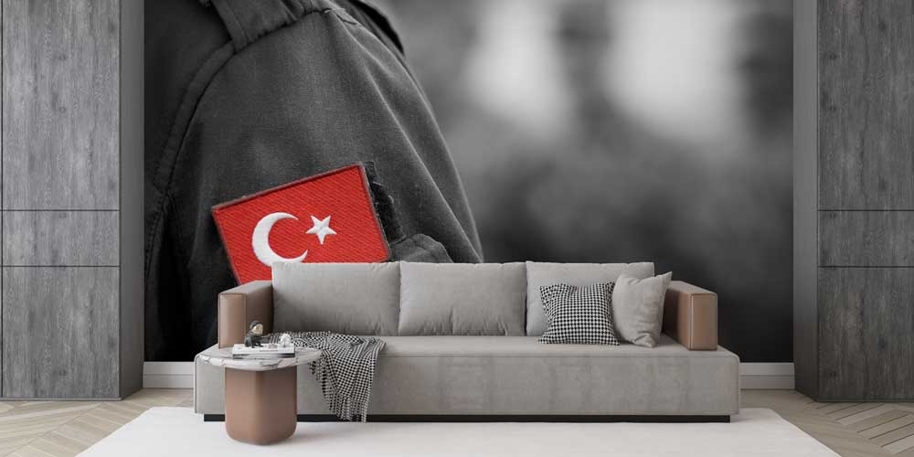Siyah Beyaz Üniforma Üzerinde Türk Bayrağı Arma Duvar Kağıdı 10984
