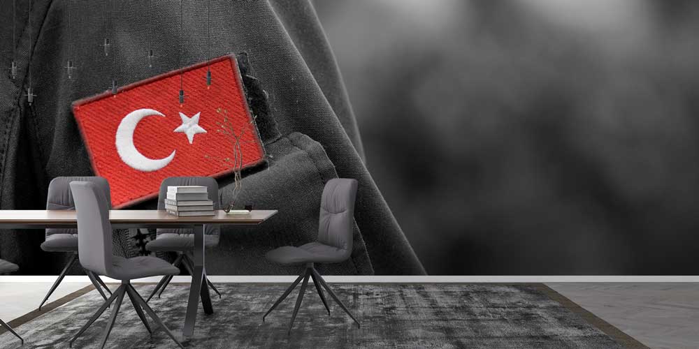 Siyah Beyaz Üniforma Üzerinde Türk Bayrağı Arma Duvar Kağıdı 10984