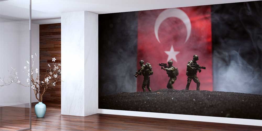 turk-askeri-duvar-dekor-10992-01 Türk Bayrağı ve Gerçekçi Asker Figürleri Duvar Kağıdı 10992
