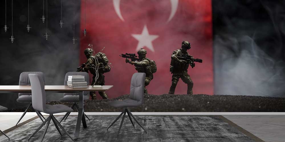 turk-askeri-duvar-dekor-10992-03 Türk Bayrağı ve Gerçekçi Asker Figürleri Duvar Kağıdı 10992