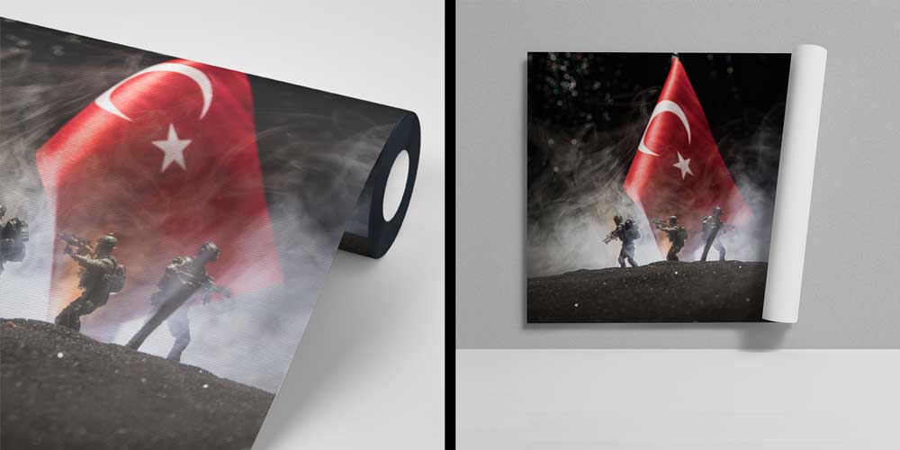 Gerçekçi Asker Figürleri ve Türk Bayrağı Duvar Dekoru 10994