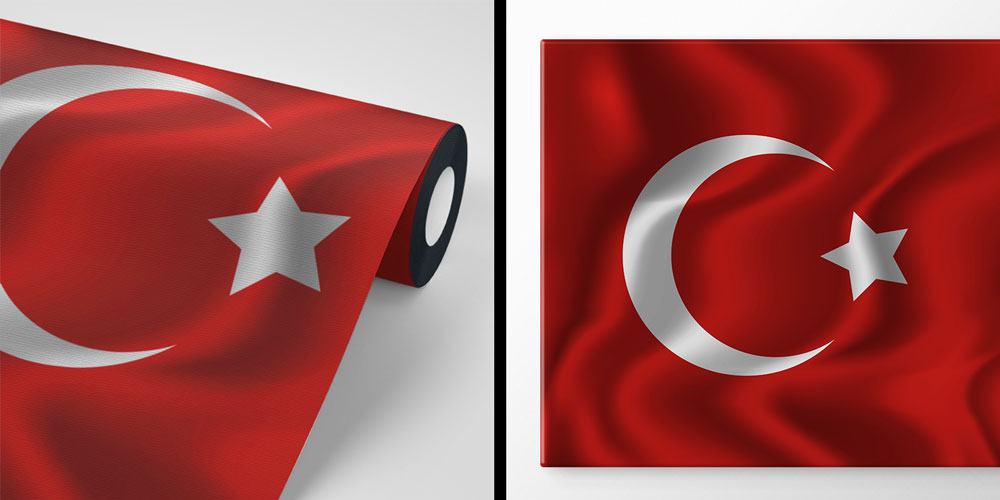 Saten Dokulu Dalgalanan Türk Bayrağı Duvar Kağıdı Vatan Temalı Duvar Kaplaması 7745