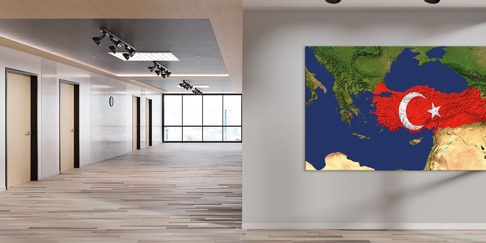 turk-bayragi-duvar-dekoru-7870-02 Harita Üzerinde Türk Bayrağı Duvar Dekoru Büyük Ebatlı Dekoratif Baskı 7870