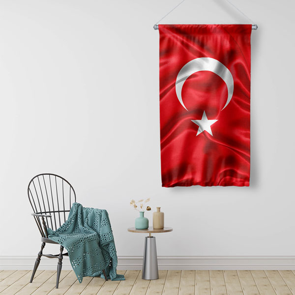 Türk Bayrağı Duvar Flaması Kumaş Baskı 7779