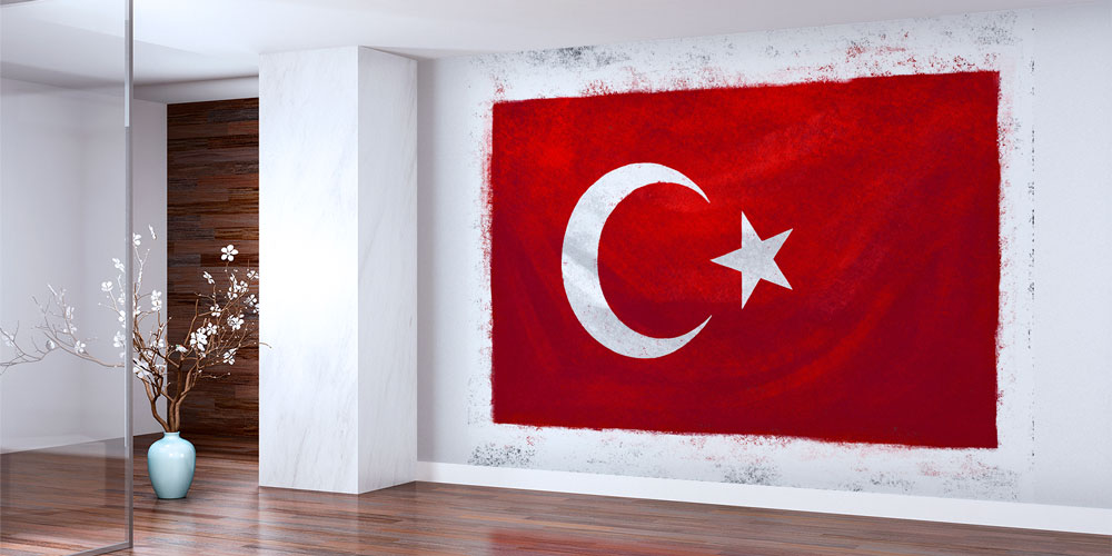 Eskitme Doku Efektli Türk Bayrağı Duvar Kağıdı 7747