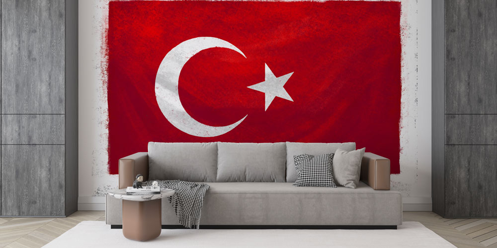 Eskitme Doku Efektli Türk Bayrağı Duvar Kağıdı 7747