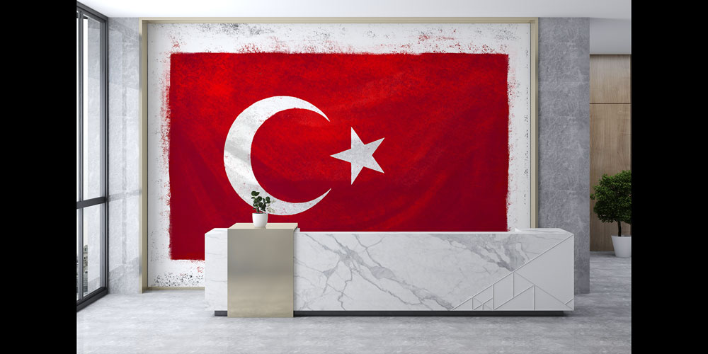 Eskitme Doku Efektli Türk Bayrağı Duvar Kağıdı 7747