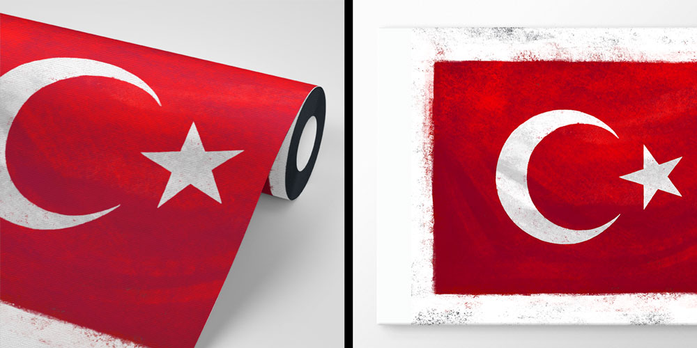 Eskitme Doku Efektli Türk Bayrağı Duvar Kağıdı 7747