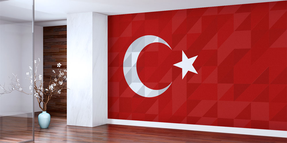 Türk Bayrağı Desenli Duvar Kağıdı – Modern Geometrik Bayrak Sanatı 7750