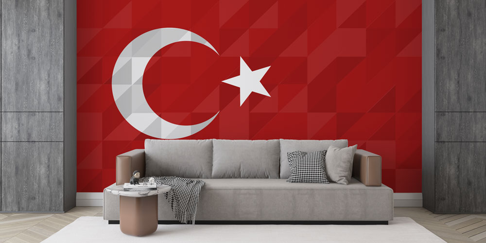 Türk Bayrağı Desenli Duvar Kağıdı – Modern Geometrik Bayrak Sanatı 7750