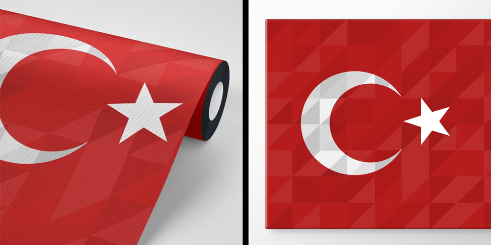 Türk Bayrağı Desenli Duvar Kağıdı – Modern Geometrik Bayrak Sanatı 7750
