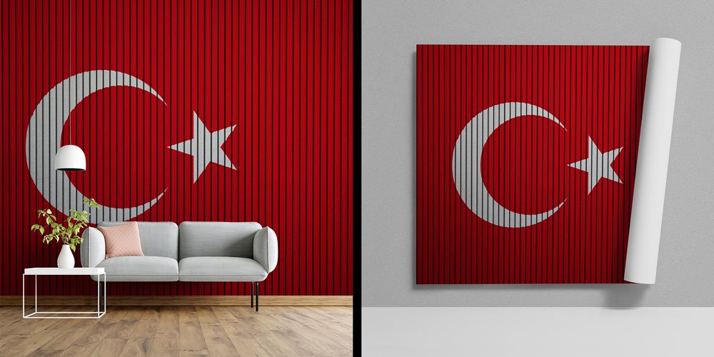 Türk Bayrağı Çizgili Dokulu Duvar Kağıdı – Modern Minimal Bayrak Kaplaması 7752