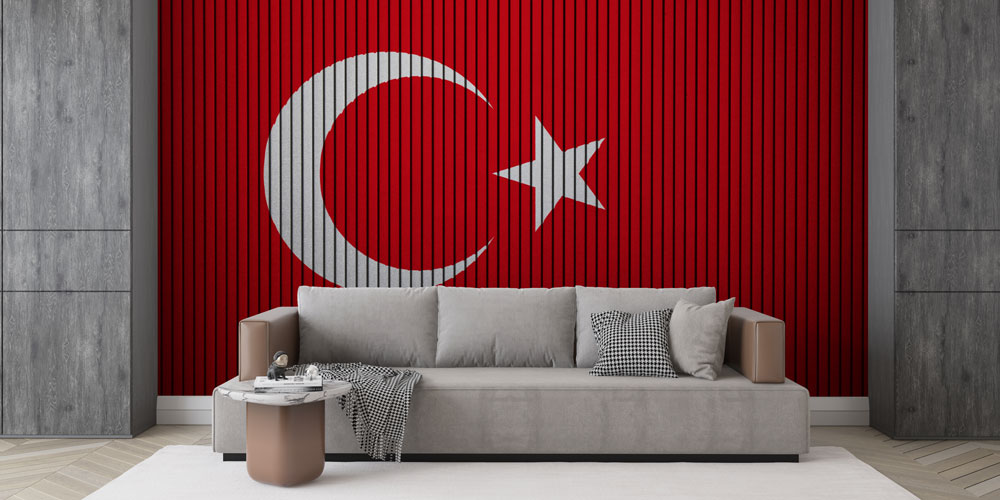 Türk Bayrağı Çizgili Dokulu Duvar Kağıdı – Modern Minimal Bayrak Kaplaması 7752