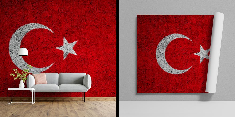 Türk Bayrağı Doku Desenli Duvar Kağıdı 7756