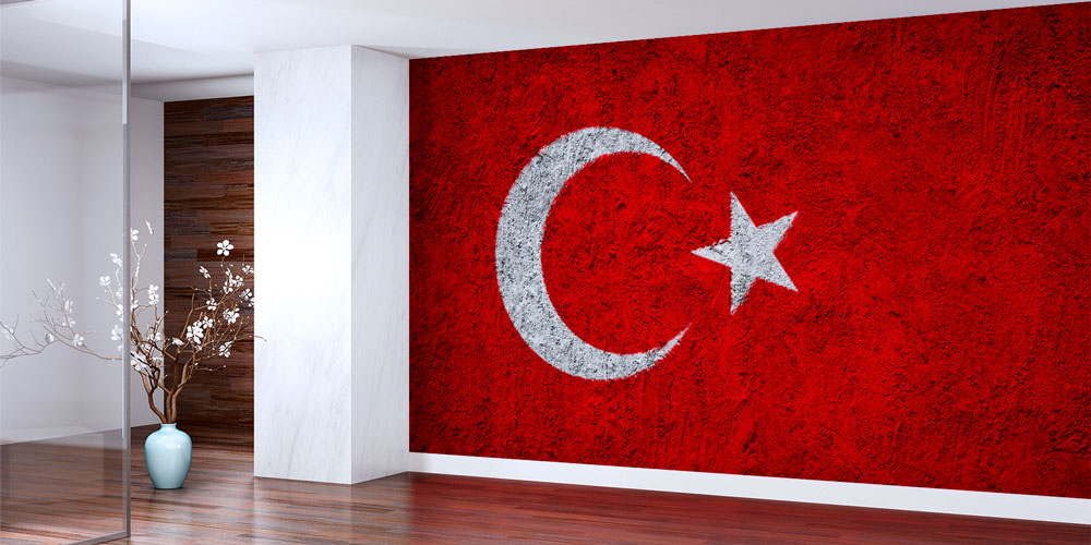 Türk Bayrağı Doku Desenli Duvar Kağıdı 7756