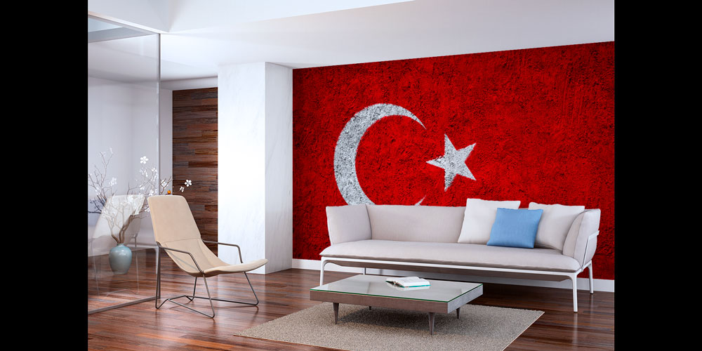 Türk Bayrağı Doku Desenli Duvar Kağıdı 7756