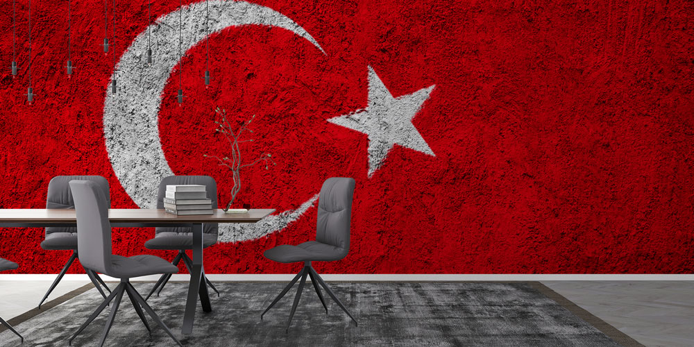 Türk Bayrağı Doku Desenli Duvar Kağıdı 7756