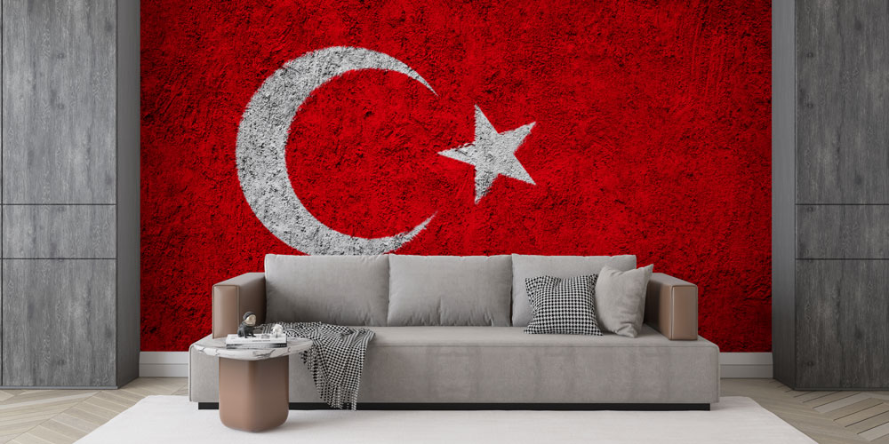 Türk Bayrağı Doku Desenli Duvar Kağıdı 7756
