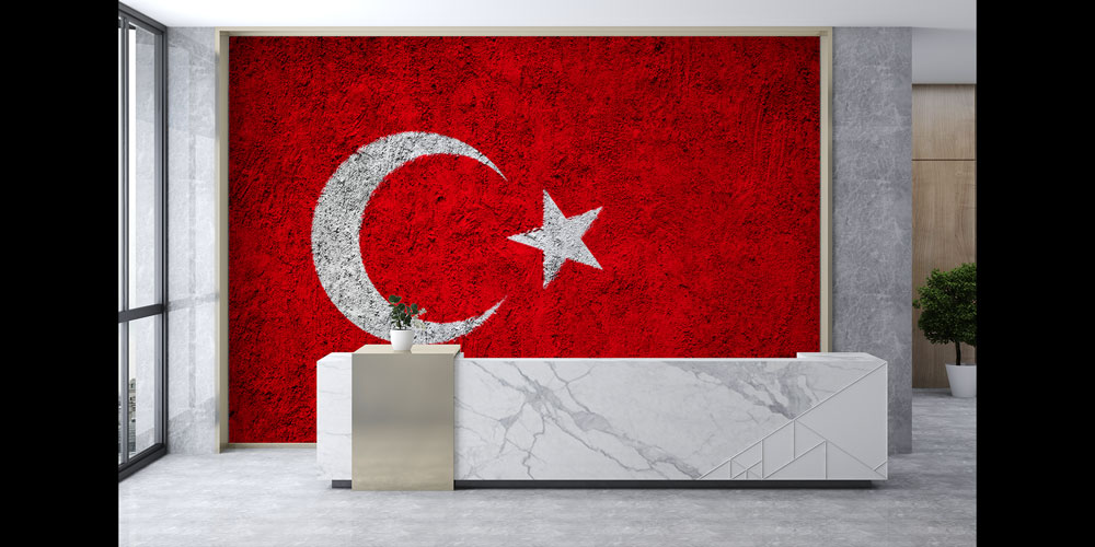 Türk Bayrağı Doku Desenli Duvar Kağıdı 7756