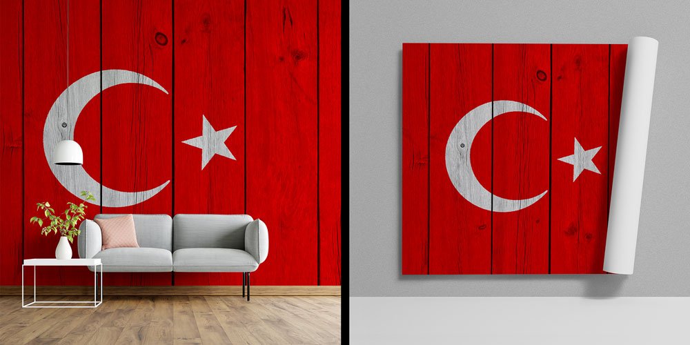 Türk Bayrağı Ahşap Dokulu Duvar Kaplaması – Doğal Doku ve Milli Sanat 7754
