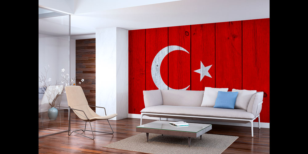 Türk Bayrağı Ahşap Dokulu Duvar Kaplaması – Doğal Doku ve Milli Sanat 7754