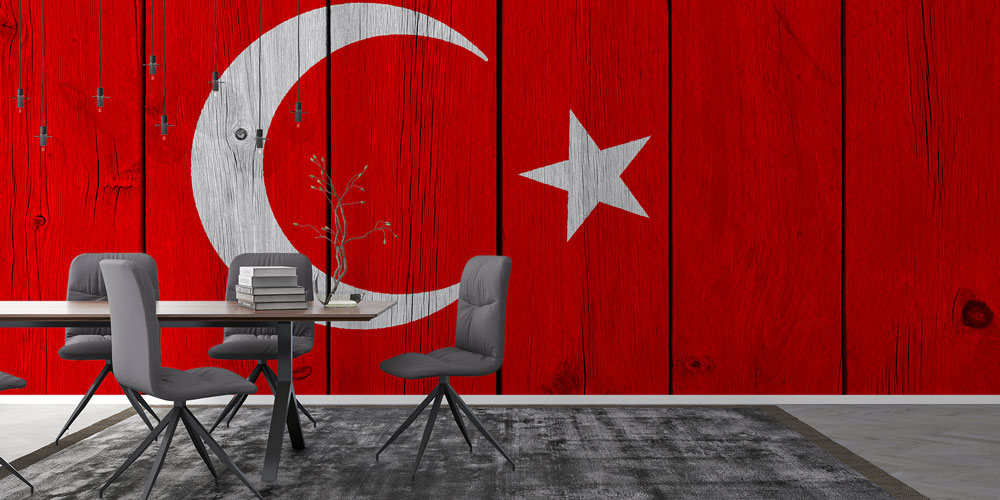 Türk Bayrağı Ahşap Dokulu Duvar Kaplaması – Doğal Doku ve Milli Sanat 7754