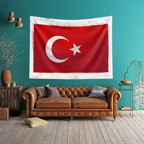 Vintage Türk Bayrağı Duvar Örtüsü 7764