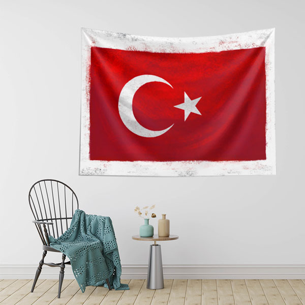 Vintage Türk Bayrağı Duvar Örtüsü 7764