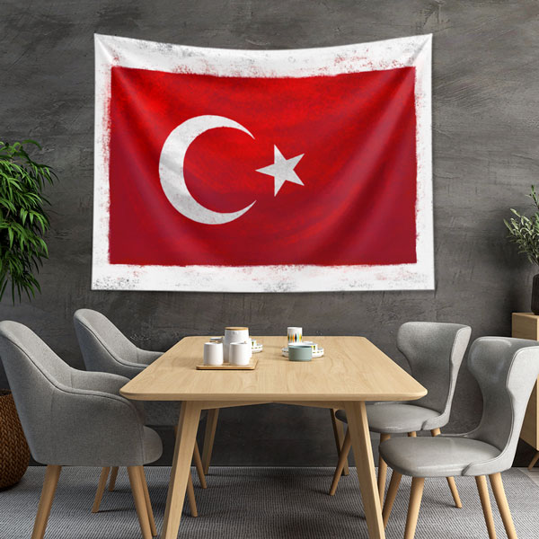 Vintage Türk Bayrağı Duvar Örtüsü 7764